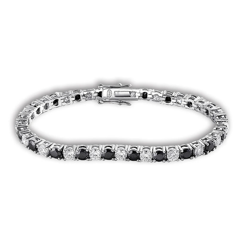 3/4/5/6.5mm Black White Full Tennis Bracelets 925 Sterling Silver Bracelet