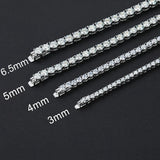 3/4/5/6.5mm Black White Full Tennis Bracelets 925 Sterling Silver Bracelet