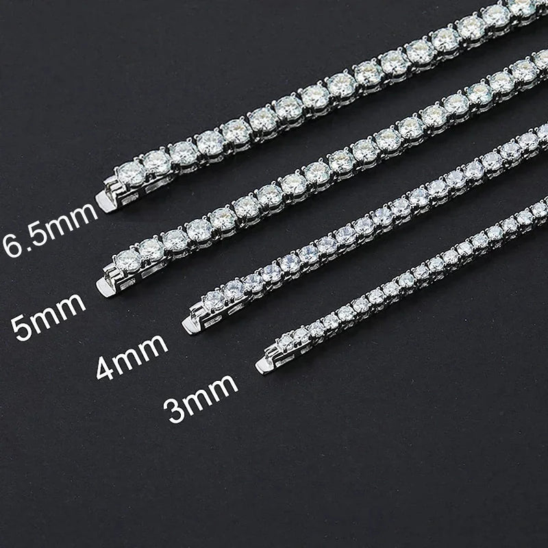 3/4/5/6.5mm Black White Full Tennis Bracelets 925 Sterling Silver Bracelet