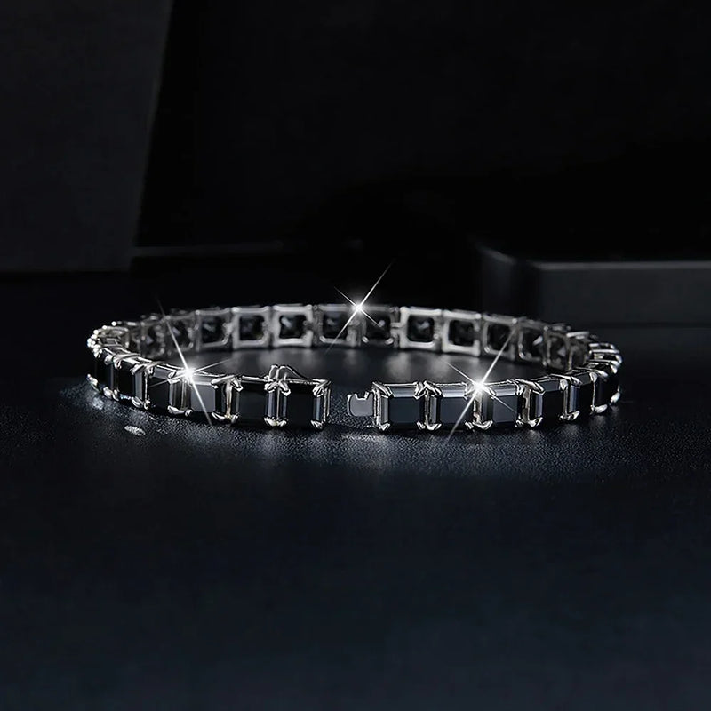 5.5mm Square Pagoda Cut Bracelet, 925 Sterling Silver Tennis Bracelets Fine Jewelry