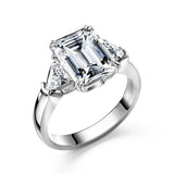 5ct Emerald/Triangle Cut Engagement Ring Diamond Wedding Ring 925 Silver Jewelry, Best D Color