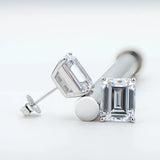 Emerald Cut Earrings 0.5 - 2 Carat Sizes,  D Color s925 Sterling Silver Stud Earring