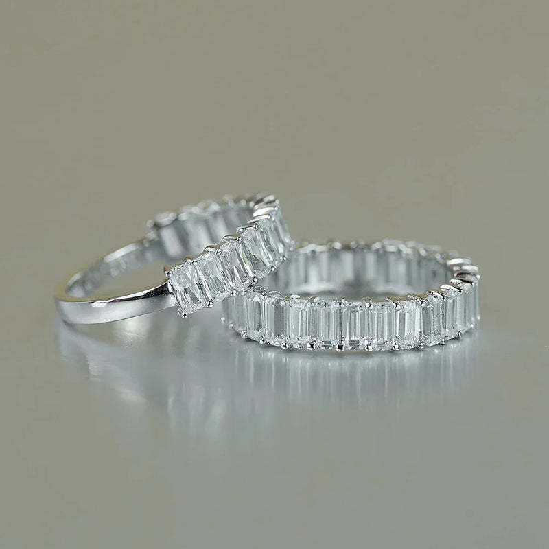 925 Sterling Silver 2*4mm Emerald Cut  Eternity Band